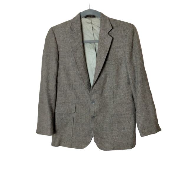 Vintage Imperial of Haggar Men's Sz 40 Pure Wool Tweed Blazer Elbow Patches - Picture 1 of 9